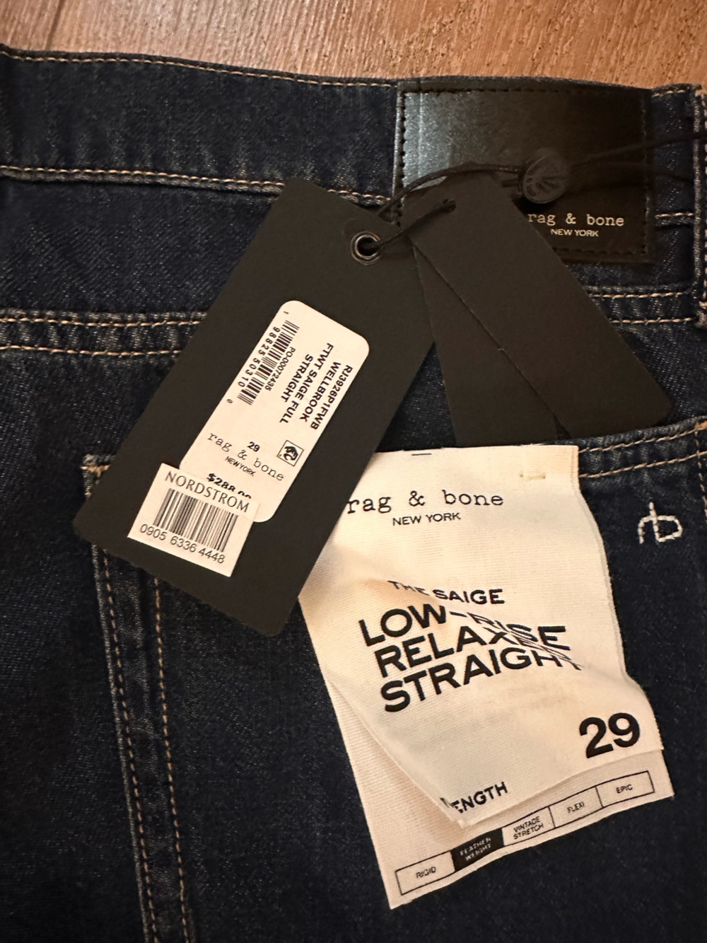rag & bone Featherweight Saige Low Rise Full Length Relaxed Straight Leg Jeans - Picture 4 of 5